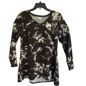 LULAROE Elizabeth Black & White Long Sleeve V-Neck Size XXS
